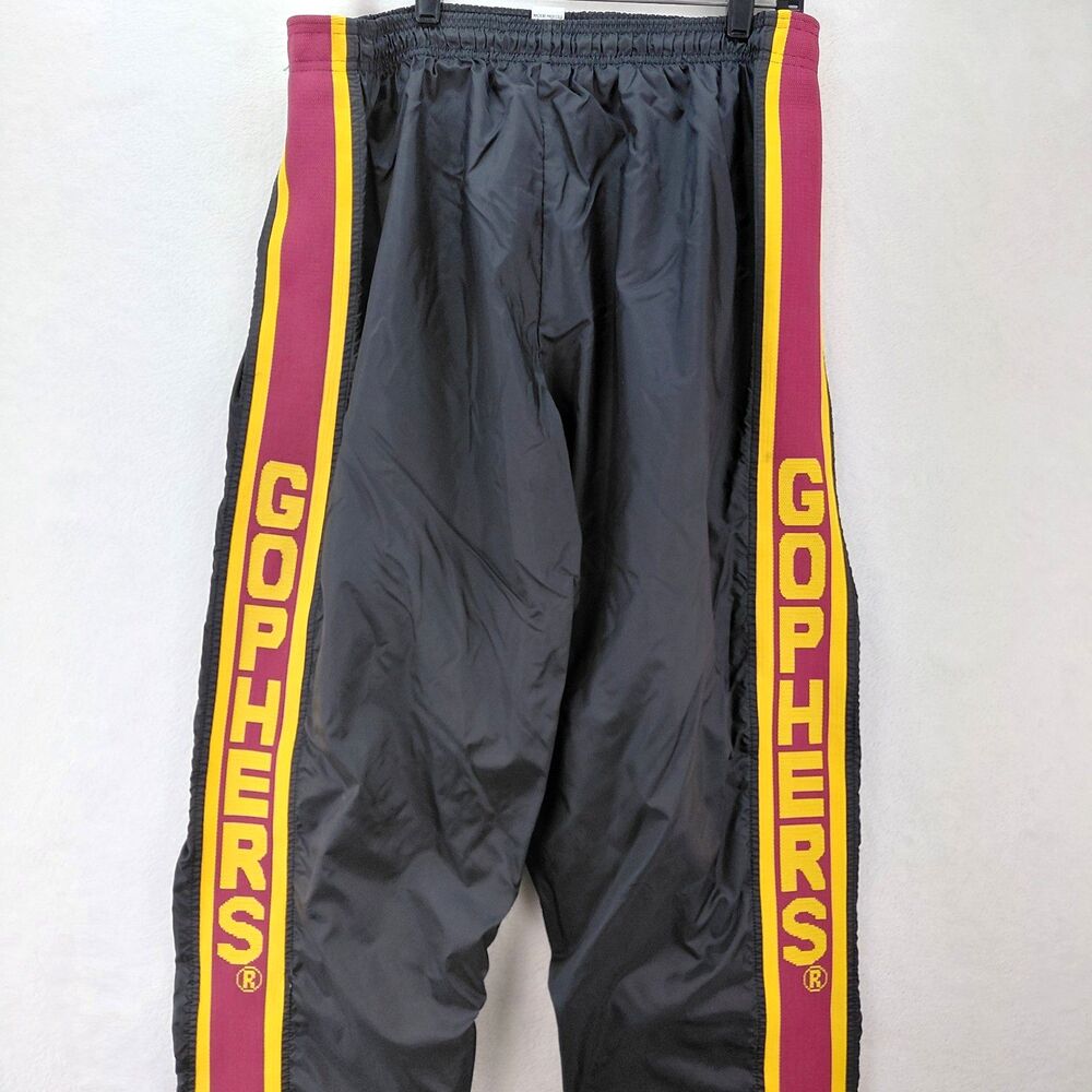 VTG Minnesota Gopher Zubaz Track Sweatpants Men L Black Nylon Spellout Ankle Zip - Picture 2 of 11